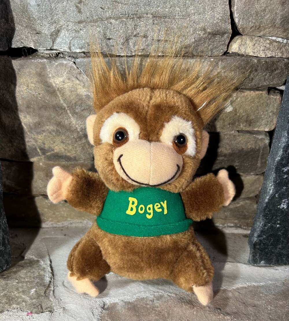 Vintage 1981 Hallmark Shirt Tales Bogey Monkey Stuffed Animal Plush Doll 7"